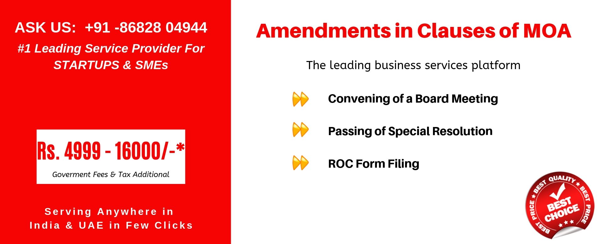 amendments in clauses of moa india