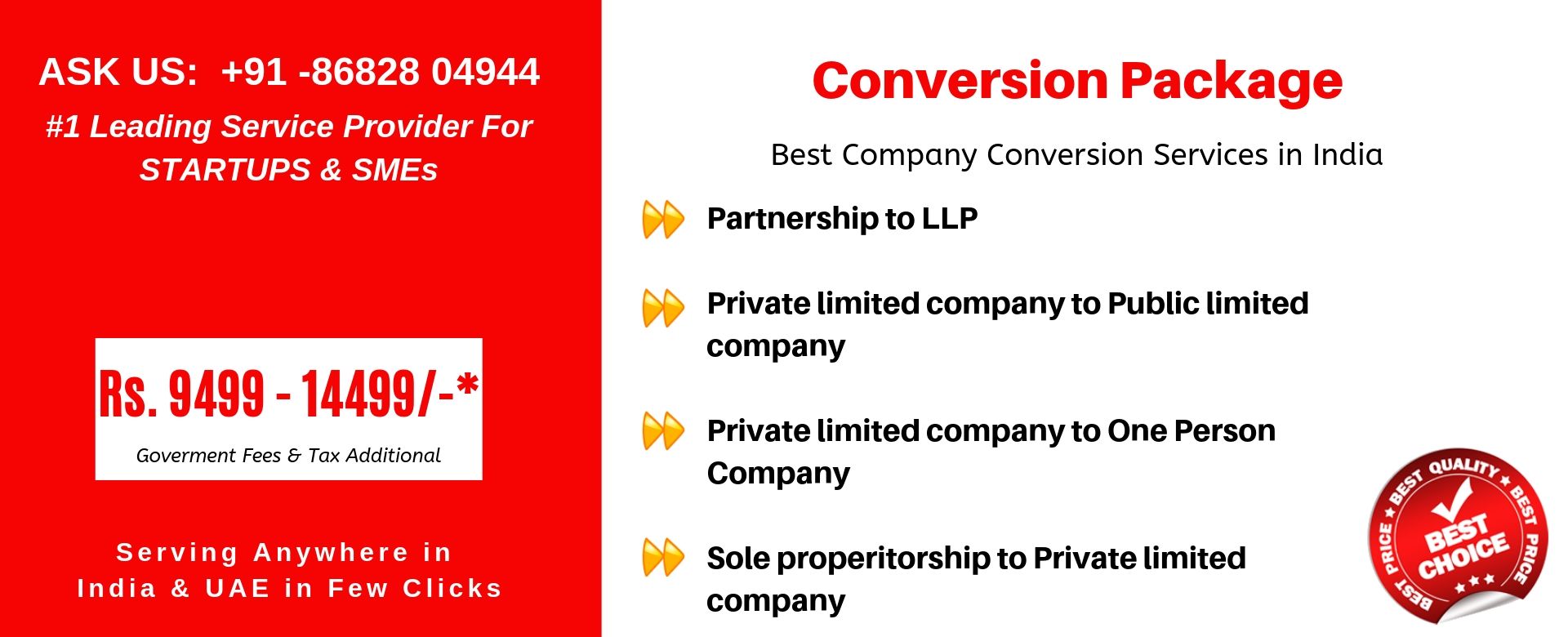 conversion package in india